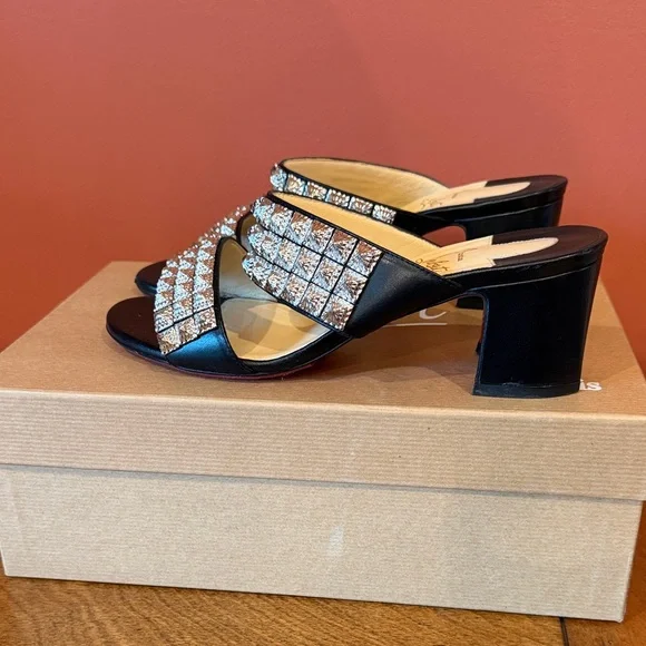 Christian Louboutin Black Heels with Silver Embellishments - Picture 6 of 8